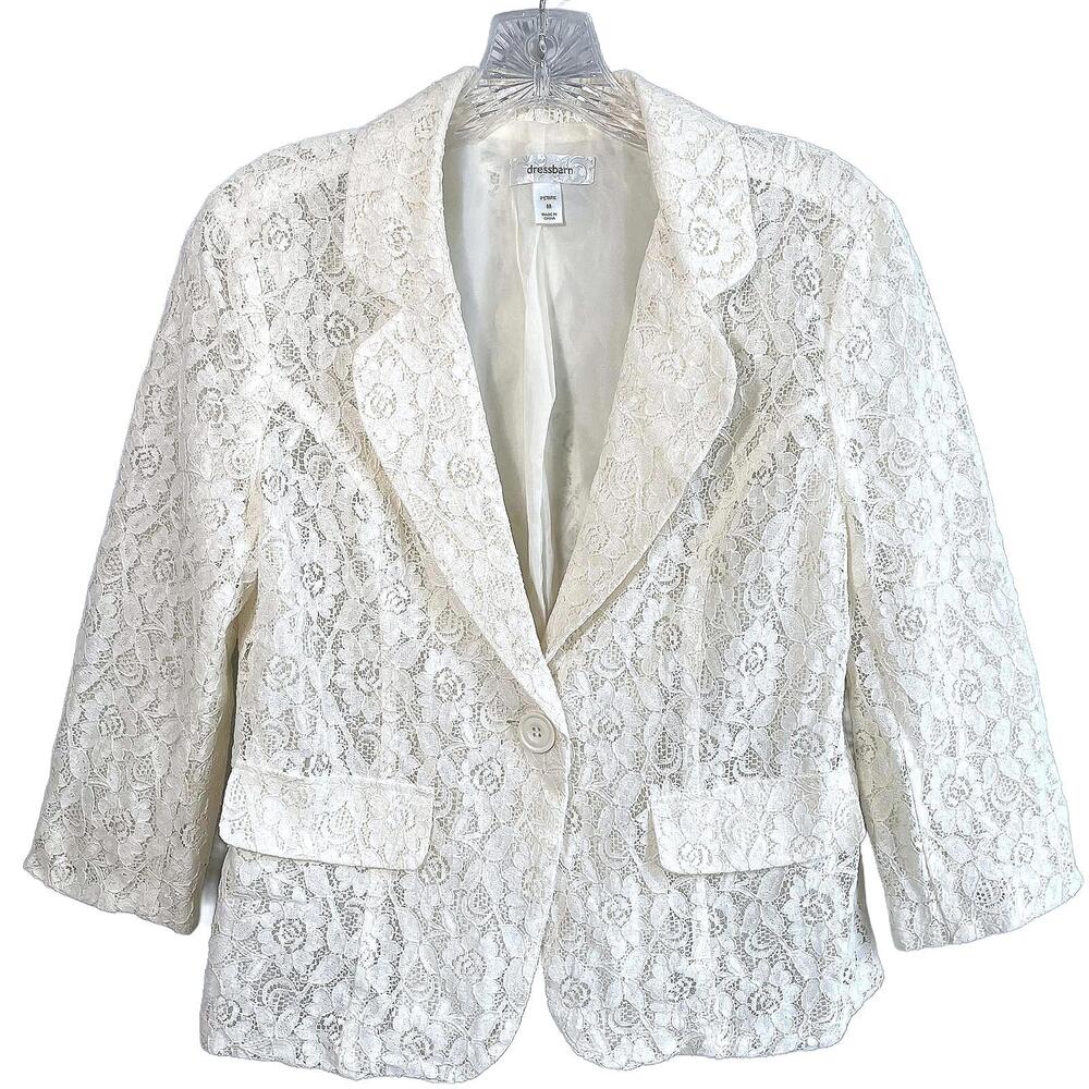 NWT Whimsical Floral Cream Lace Structured Lightweight Blazer Size M